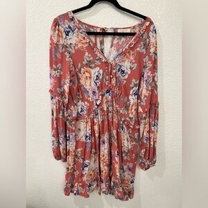 Auguste The Label Floral Long Sleeve Dress - Pink and Purple